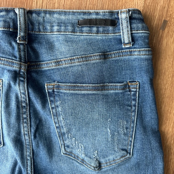High Rise Distressed Blue Jeans - Picture 3 of 4